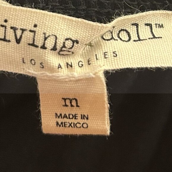 Y2K Living Doll Black Faux Wrap Tie Waist Skirt Flowy Knee Length Size M Juniors - Picture 6 of 6